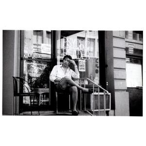 New York City Psychic Palm Reader Man Sitting On Stoop RPPC Real Photo Postcard